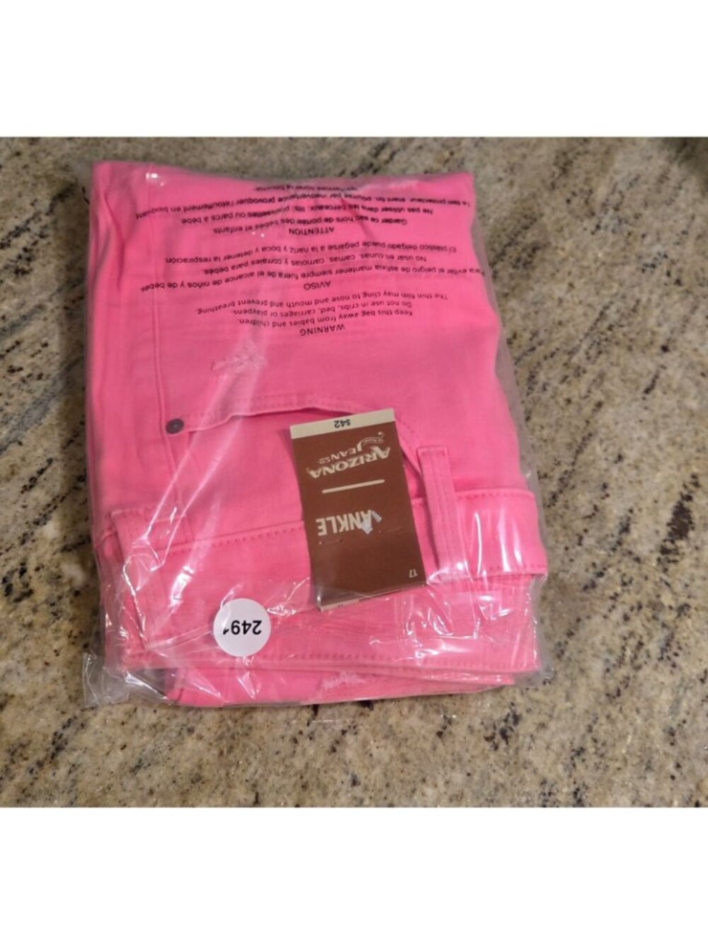New! Arizona Jeans 17 Juniors 36x27" Neon Hot Pink Ankle Mid Stretch Distressed - Picture 13 of 13